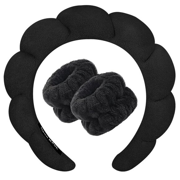 Spa Headband for Washing Face Wristband Sponge Makeup Skincare Headband Terry Cl - Picture 1 of 9